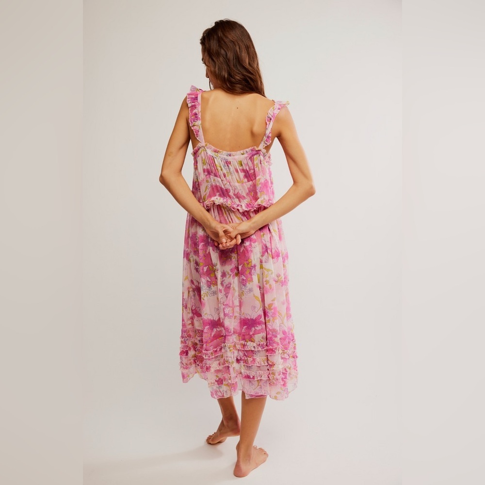 Free People Moon Phase Printed Midi Dress in Pop Combo - Picture 6 of 11